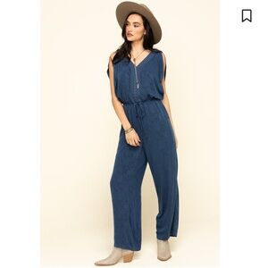 Ariat Why not Jumpsuit blue embroidered tie back jumpsuit
